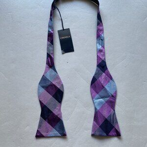 NEW- Daniel Cremieux Bowtie Bow Tie Adjustable Silk - Purple Plaid - A201